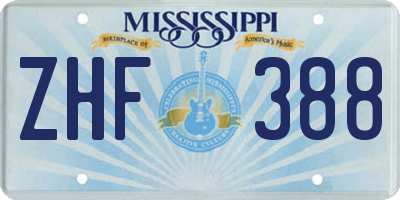 MS license plate ZHF388