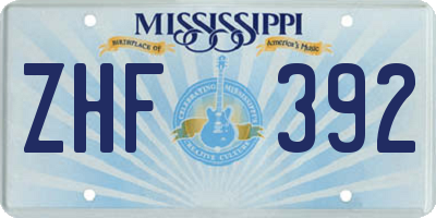 MS license plate ZHF392