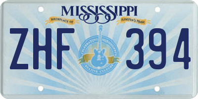 MS license plate ZHF394