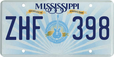 MS license plate ZHF398