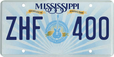 MS license plate ZHF400