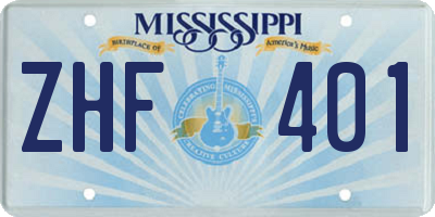 MS license plate ZHF401