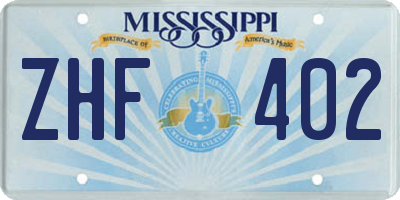 MS license plate ZHF402
