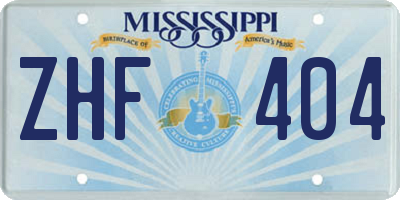 MS license plate ZHF404