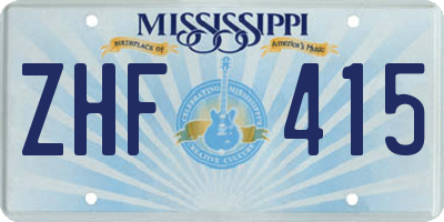 MS license plate ZHF415