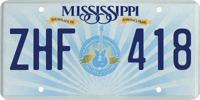 MS license plate ZHF418