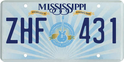 MS license plate ZHF431