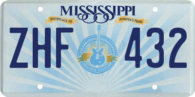 MS license plate ZHF432