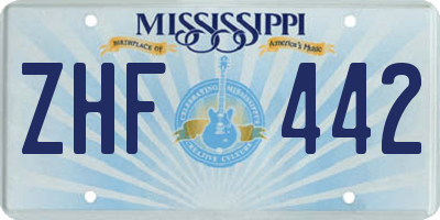 MS license plate ZHF442
