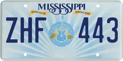 MS license plate ZHF443
