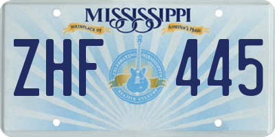 MS license plate ZHF445