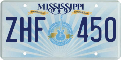 MS license plate ZHF450