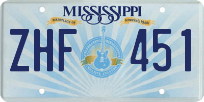 MS license plate ZHF451
