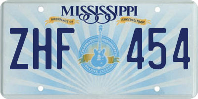 MS license plate ZHF454
