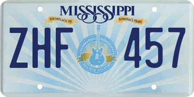 MS license plate ZHF457