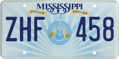 MS license plate ZHF458