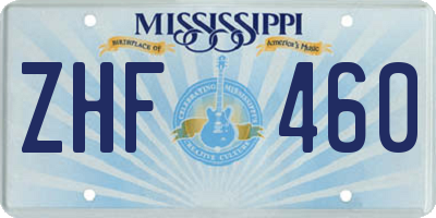 MS license plate ZHF460