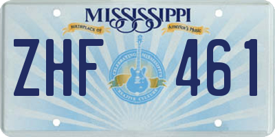 MS license plate ZHF461