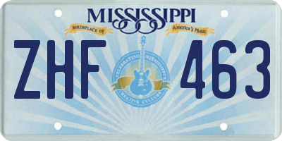 MS license plate ZHF463