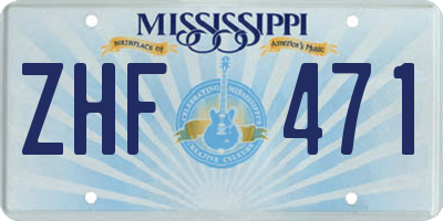 MS license plate ZHF471