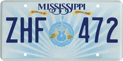 MS license plate ZHF472