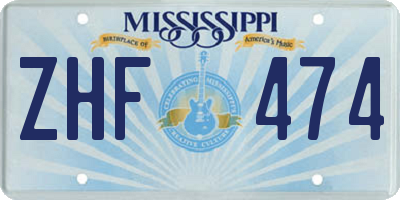 MS license plate ZHF474