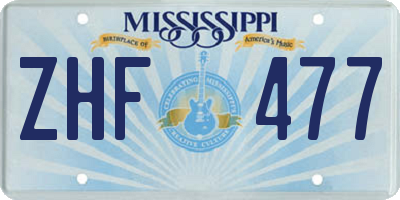 MS license plate ZHF477