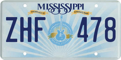 MS license plate ZHF478