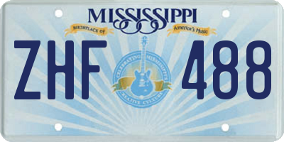 MS license plate ZHF488