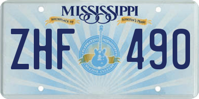 MS license plate ZHF490