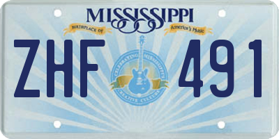 MS license plate ZHF491