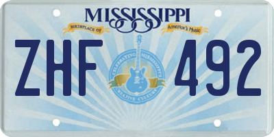 MS license plate ZHF492