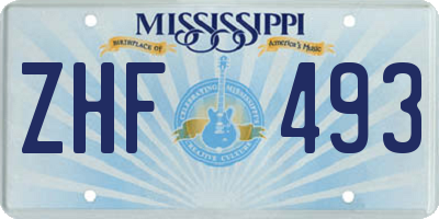 MS license plate ZHF493