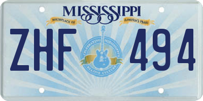 MS license plate ZHF494