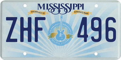 MS license plate ZHF496