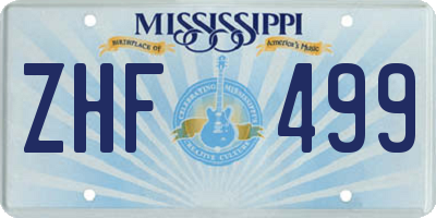 MS license plate ZHF499