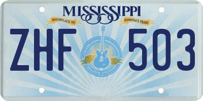 MS license plate ZHF503
