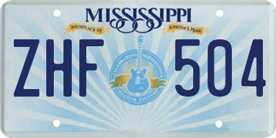 MS license plate ZHF504