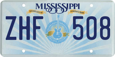 MS license plate ZHF508