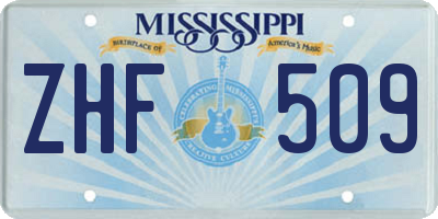 MS license plate ZHF509