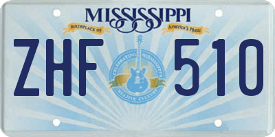 MS license plate ZHF510