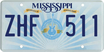 MS license plate ZHF511