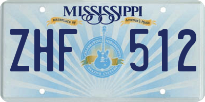 MS license plate ZHF512