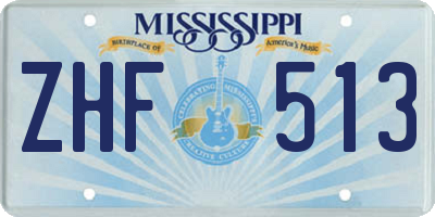 MS license plate ZHF513