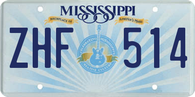 MS license plate ZHF514