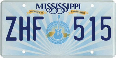 MS license plate ZHF515