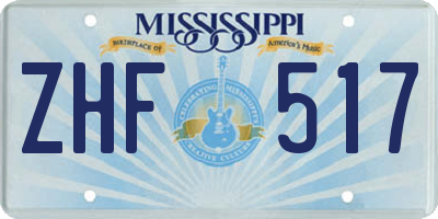 MS license plate ZHF517