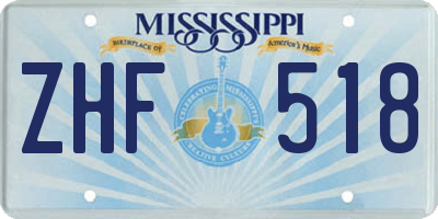 MS license plate ZHF518