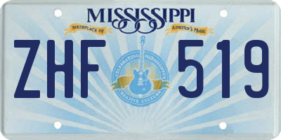 MS license plate ZHF519