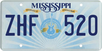 MS license plate ZHF520